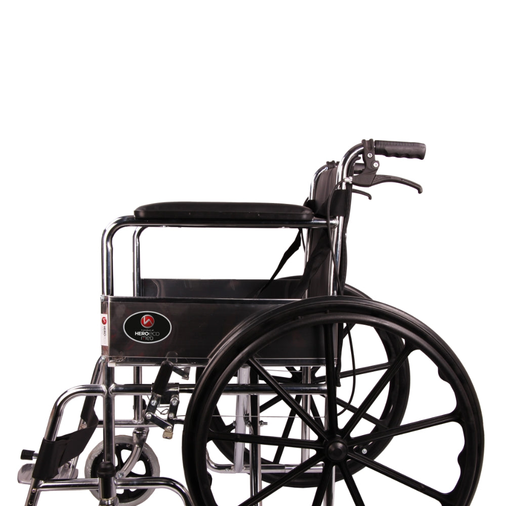 MHL 1002 AX - EVA Manual Chrome Wheelchair with Attendend Brakes & Foam Upholstery