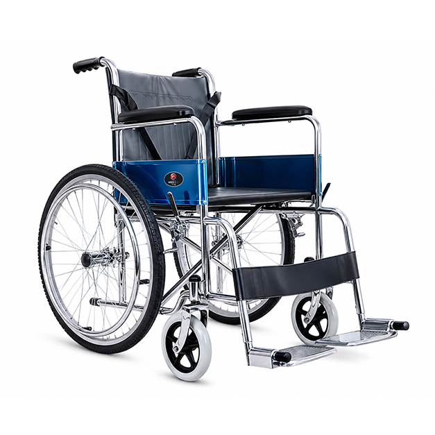 Hero Ecomed Winn 202 S | Manual Wheelchair | Chrome Plated Strong MS Frame | Foldable Wheelchair | Detachable Footrest | Wheelchair For Patients & Elderly | 100 kg Capacity