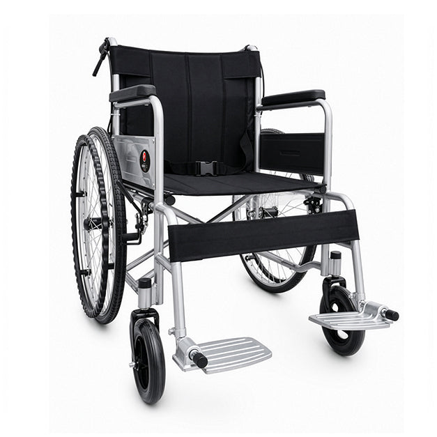 Hero Ecomed Winn 101 S | Manual Wheelchair | Powder Coated Frame | Foldable Backrest | Propelling Ring | Attendant Brake | Easy Portable Wheelchair For Patients & Elderly | 100 kg Capacity