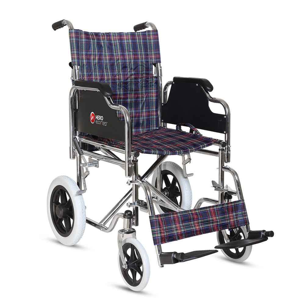 Hero Ecomed - MHL 1004-X Manual Wheelchair | Compact Foldable wheelchair | Antimicrobial Upholstery | Easy Portable Wheel chair for senior citizens & Patients | 100 kg Capacity