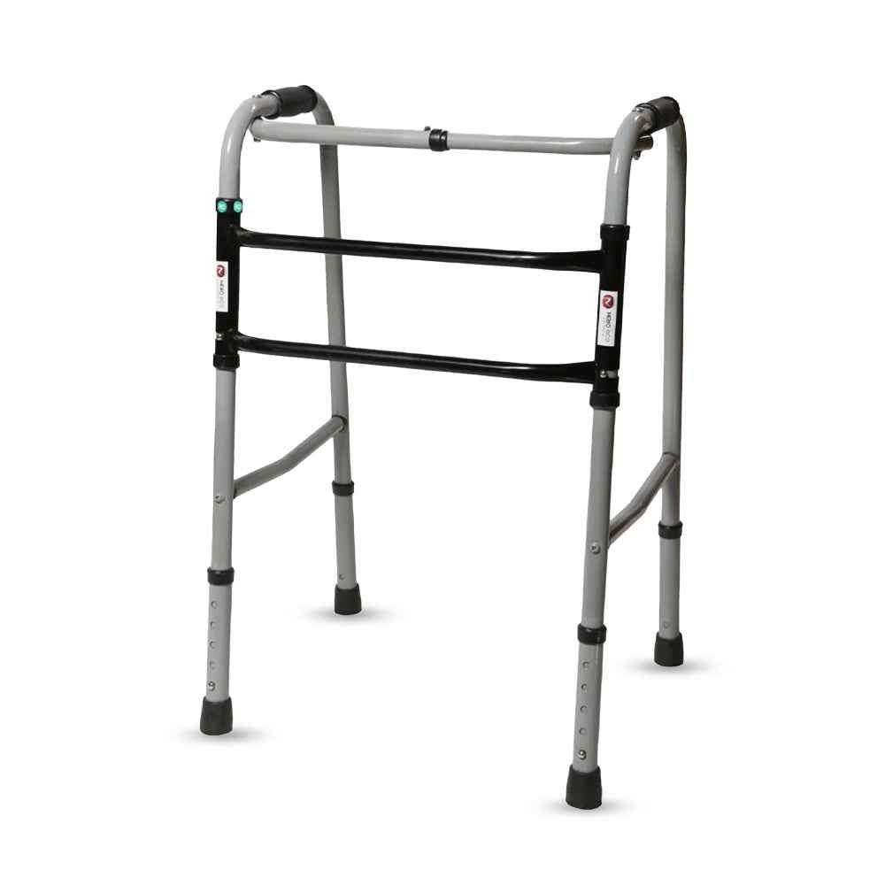 Hero Ecomed - Liberty 101 W | Foldable Walker | Heavy-Duty Double Bar Walking Aid | Anti-Slip Rubber | Mobility Support for Elderly & Injury Recovery | 100 kg Capacity
