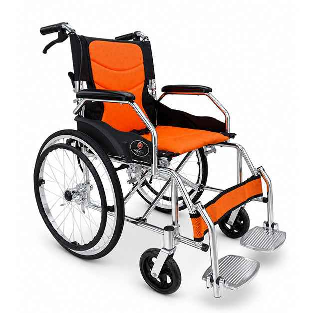 Winn 205 L | Lightweight Aluminium Manual Wheel chair | Foldable Frame | Attendant & Self-Propelled | Mesh Seat | Wheelchair for Adults, Elderly & Patients | Capacity 100 kg