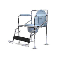 Hero Ecomed ReLive 208 C | Commode Chair with Footrest | Chrome Plated Frame | Foldable | Padded Seat | Height Adjustable | Removable Pot | For Patients & Elderly