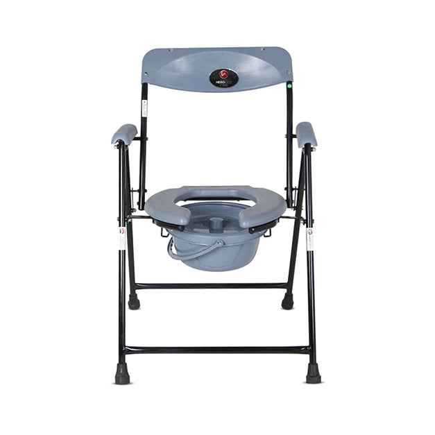 Hero Ecomed ReLive 103 C | Commode Chair | Powder Coated Frame | Foldable | Padded Seat | Height Adjustable | Removable Pot | Commode Chair For Patients & Elderly