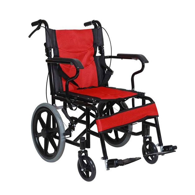 Hero Ecomed - Winn 201 T | Manual Wheelchair | Lightweight Foldable Attendant Mobility with Brakes & Compact Rear Wheels | Portable Transport Wheelchair for Elderly & Patients