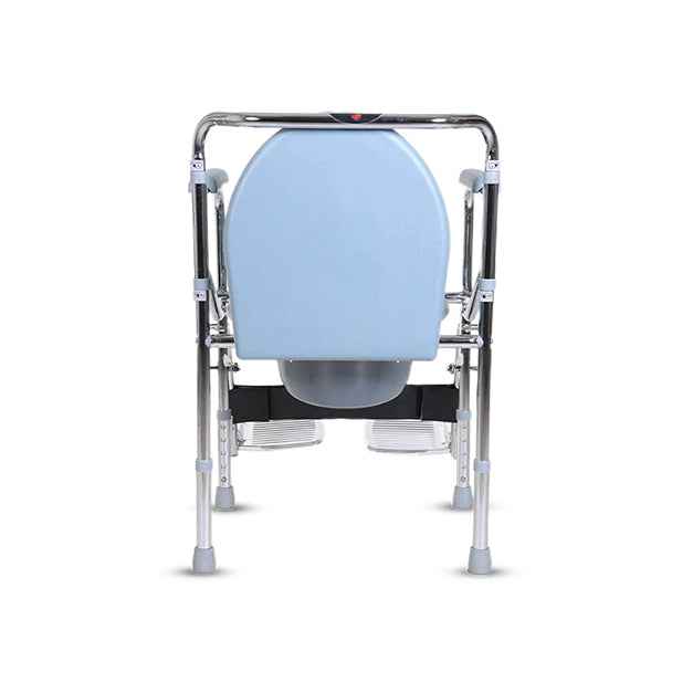 Hero Ecomed ReLive 208 C | Commode Chair with Footrest | Chrome Plated Frame | Foldable | Padded Seat | Height Adjustable | Removable Pot | For Patients & Elderly
