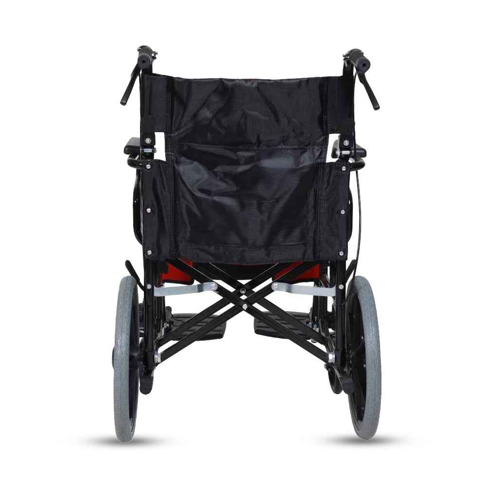 Hero Ecomed - Winn 201 T | Manual Wheelchair | Lightweight Foldable Attendant Mobility with Brakes & Compact Rear Wheels | Portable Transport Wheelchair for Elderly & Patients