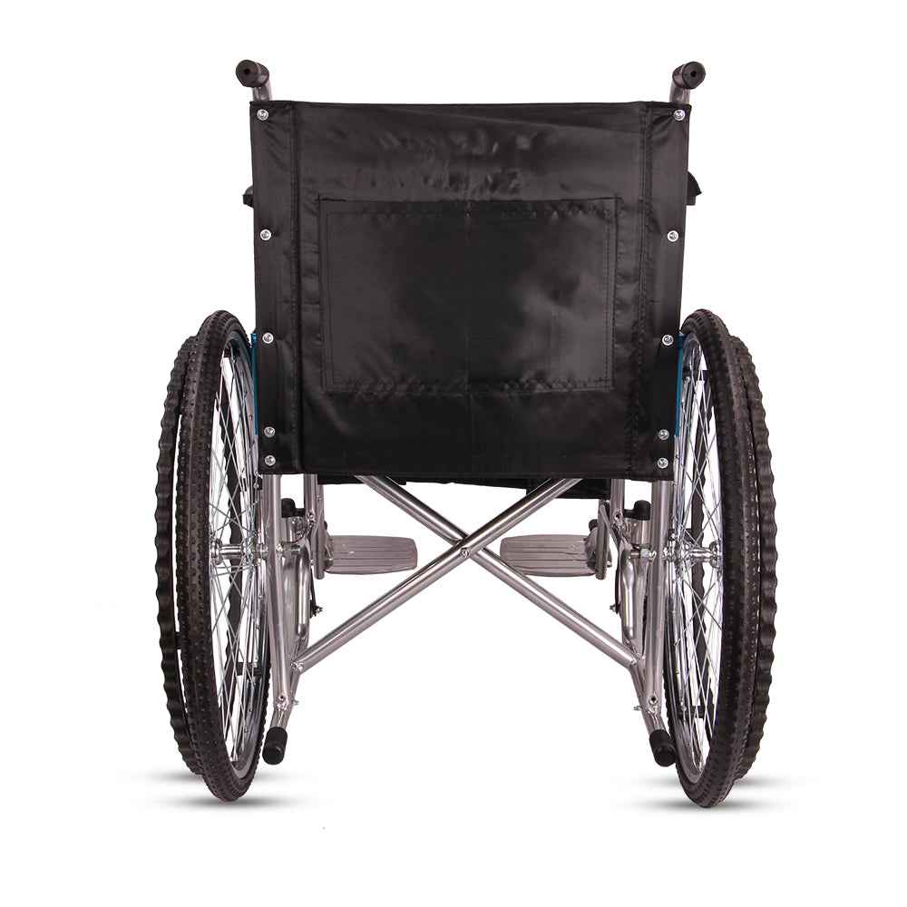 Hero Ecomed Winn 102 S | Manual Wheelchair | Powder Coated Frame | Foldable Backrest | Propelling Ring | Detachable Footrest | Easy Portable Wheelchair For Patients & Elderly | 100 kg Capacity