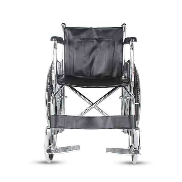 Hero Ecomed - Winn 201 S Manual Foldable Wheelchair | Height-Adjustable Chrome Frame | Propelling Ring | Portable Wheelchair Mobility Chair  for Elderly & Patients | 100 kg Capacity