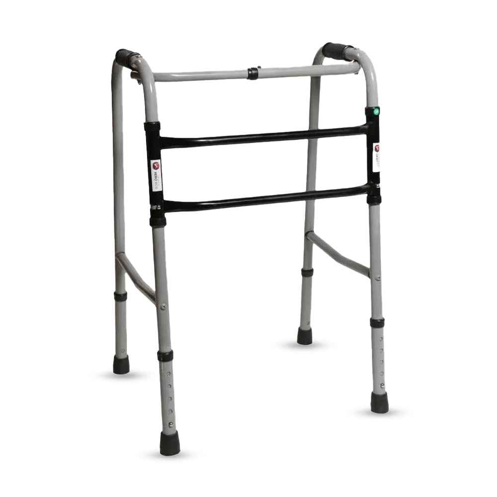 Hero Ecomed - Liberty 101 W | Foldable Walker | Heavy-Duty Double Bar Walking Aid | Anti-Slip Rubber | Mobility Support for Elderly & Injury Recovery | 100 kg Capacity