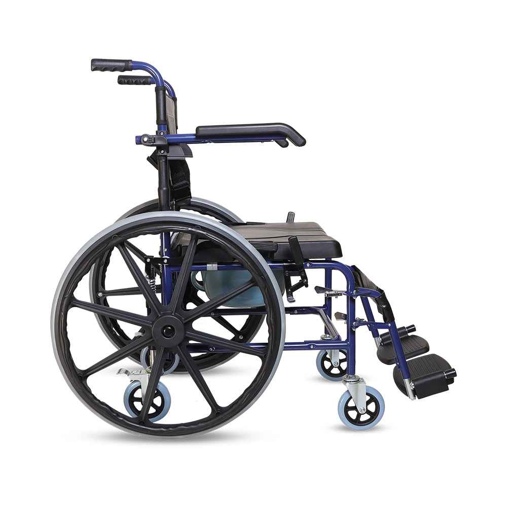 Hero Ecomed Winn 304 C | Manual Wheelchair with Propelling Ring  | Powder Coated MS Frame | High Back wheelchair | Commode Provision | For Patients & Elderly | 120 kg Capacity