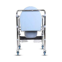 Hero Ecomed ReLive 209 C | Commode Chair with Footrest & Wheels | Chrome Plated Frame | Foldable | Padded Seat | Removable Pot | Mobile Commode Chair For Patients & Elderly