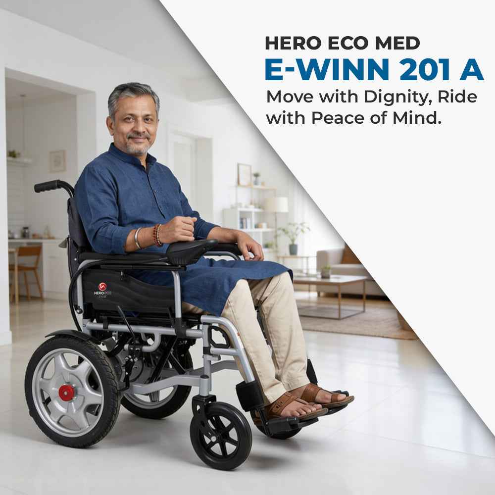 Hero Ecomed - E-Winn 201 A | Electric Foldable Wheelchair  |  5-Speed Joystick Control | Motorized Portable Wheelchair for Elderly & Disabled | Capacity 100 kg