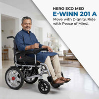 Hero Ecomed - E-Winn 201 A | Electric Foldable Wheelchair  |  5-Speed Joystick Control | Motorized Portable Wheelchair for Elderly & Disabled | Capacity 100 kg
