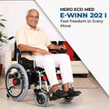 Hero Ecomed E-Winn 202 I | Electric Wheelchair | Strong MS Frame | LFP Lithium Battery | Flippable Armrest | 5-Speed Controller | Electric Wheelchair For Patients & Elderly | 110 kg capacity