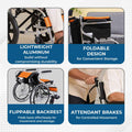 Hero Ecomed Winn 202 L | Lightweight Manual Aluminium Wheelchair | Foldable Frame | Flippable Backrest | Attendant Brake | Easy Portable Wheelchair For Patients & Elderly | 100 kg Capacity