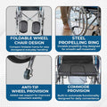 Hero Ecomed Winn 303 C | Manual Wheelchair with Propelling Ring | Chrome Plated MS Frame | High Back Foldable Wheelchair | Commode Provision | For Patients & Elderly | 100 kg Capacity