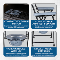 Hero Ecomed ReLive 103 C | Commode Chair | Powder Coated Frame | Foldable | Padded Seat | Height Adjustable | Removable Pot | Commode Chair For Patients & Elderly