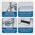 Hero Ecomed ReLive 208 C | Commode Chair with Footrest | Chrome Plated Frame | Foldable | Padded Seat | Height Adjustable | Removable Pot | For Patients & Elderly