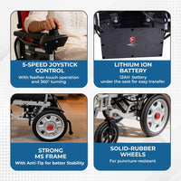 Hero Ecomed E-Winn 304 I Reclining Electric Wheelchair | Foldable Powered Wheelchair with Joystick Control | Oxford and mesh cloth upholstery | Mobility for Elderly & Disabled | 120 kg Capacity