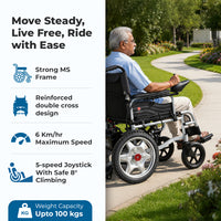 Hero Ecomed - E-Winn 201 A | Electric Foldable Wheelchair  |  5-Speed Joystick Control | Motorized Portable Wheelchair for Elderly & Disabled | Capacity 100 kg