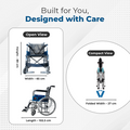 Hero Ecomed Winn 202 S | Manual Wheelchair | Chrome Plated Strong MS Frame | Foldable Wheelchair | Detachable Footrest | Wheelchair For Patients & Elderly | 100 kg Capacity