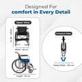 Hero Ecomed Winn 102 S | Manual Wheelchair | Powder Coated Frame | Foldable Backrest | Propelling Ring | Detachable Footrest | Easy Portable Wheelchair For Patients & Elderly | 100 kg Capacity