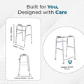 Hero Ecomed - Liberty 203 W | Foldable Walker | Lightweight Adjustable Aluminium Walking Aid with Anti-Slip Rubber Legs | Height Adjustable | Mobility Support for Elderly, Injury Recovery & Daily Walking Use
