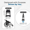Hero Ecomed - Winn 301 H Manual Wheelchair | Heavy-Duty Foldable Mobility Chair with Antimicrobial & Fire-retardant Upholstery | 120 kg Capacity | Self Use & Attendant Use Wheelchair