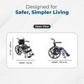 Hero Ecomed Winn 304 C | Manual Wheelchair with Propelling Ring  | Powder Coated MS Frame | High Back wheelchair | Commode Provision | For Patients & Elderly | 120 kg Capacity