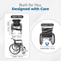 Hero Ecomed- Winn 202 C Manual Commode Wheelchair | Foldable Chrome Frame | Detachable Commode Bucket | Portable Wheelchair for Patients & Elderly | 100 kg Capacity