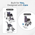 Hero Ecomed - MHL 1004-X Manual Wheelchair | Compact Foldable wheelchair | Antimicrobial Upholstery | Easy Portable Wheel chair for senior citizens & Patients | 100 kg Capacity