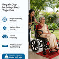 Hero Ecomed - Winn 201 T | Manual Wheelchair | Lightweight Foldable Attendant Mobility with Brakes & Compact Rear Wheels | Portable Transport Wheelchair for Elderly & Patients