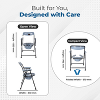 Hero Ecomed ReLive 103 C | Commode Chair | Powder Coated Frame | Foldable | Padded Seat | Height Adjustable | Removable Pot | Commode Chair For Patients & Elderly