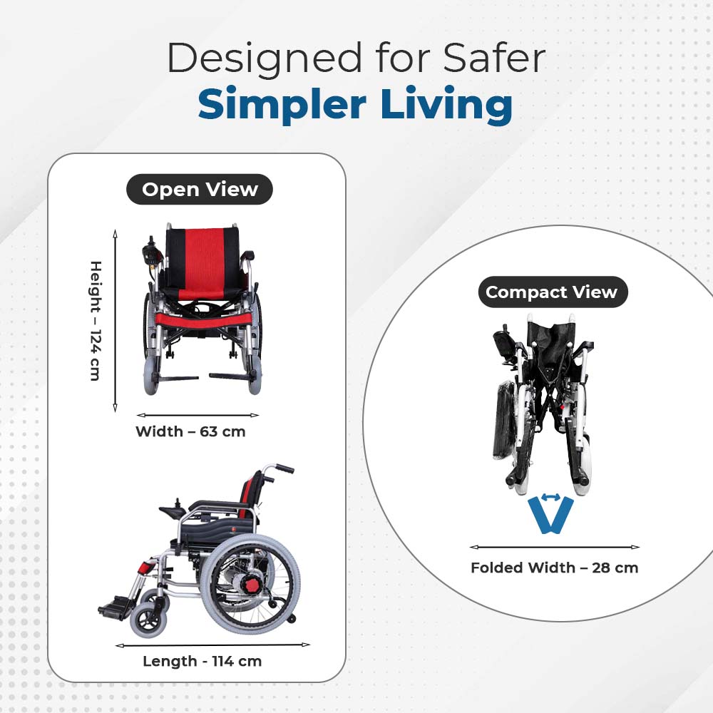 Hero Ecomed E-Winn 202 I | Electric Wheelchair | Strong MS Frame | LFP Lithium Battery | Flippable Armrest | 5-Speed Controller | Electric Wheelchair For Patients & Elderly | 110 kg capacity