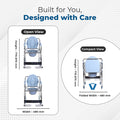 Hero Ecomed ReLive 209 C | Commode Chair with Footrest & Wheels | Chrome Plated Frame | Foldable | Padded Seat | Removable Pot | Mobile Commode Chair For Patients & Elderly