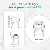 Hero Ecomed ReLive 102 Q | Aluminium Shower Chair with Backrest & Armrest | Adjustable Height Bathroom Chair | Non-Slip Bathing Chair for Adults & Recovery Patients | Capacity 100 kg
