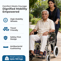 Hero Ecomed - MHL 1004-X Manual Wheelchair | Compact Foldable wheelchair | Antimicrobial Upholstery | Easy Portable Wheel chair for senior citizens & Patients | 100 kg Capacity