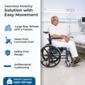 Hero Ecomed Winn 304 C | Manual Wheelchair with Propelling Ring  | Powder Coated MS Frame | High Back wheelchair | Commode Provision | For Patients & Elderly | 120 kg Capacity