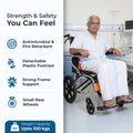 Hero Ecomed Winn 202 L | Lightweight Manual Aluminium Wheelchair | Foldable Frame | Flippable Backrest | Attendant Brake | Easy Portable Wheelchair For Patients & Elderly | 100 kg Capacity