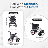 Hero Ecomed - E-Winn 201 I | Electric Foldable Wheelchair | Lithium Battery | Strong MS Frame | 5-Speed Joystick controls | Portable Motorized Wheelchair for Indoor & Outdoor Use | 100 kg Capacity