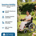 Hero Ecomed E-Winn 202 I | Electric Wheelchair | Strong MS Frame | LFP Lithium Battery | Flippable Armrest | 5-Speed Controller | Electric Wheelchair For Patients & Elderly | 110 kg capacity