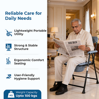 Hero Ecomed ReLive 103 C | Commode Chair | Powder Coated Frame | Foldable | Padded Seat | Height Adjustable | Removable Pot | Commode Chair For Patients & Elderly