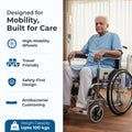 Hero Ecomed- Winn 202 C Manual Commode Wheelchair | Foldable Chrome Frame | Detachable Commode Bucket | Portable Wheelchair for Patients & Elderly | 100 kg Capacity