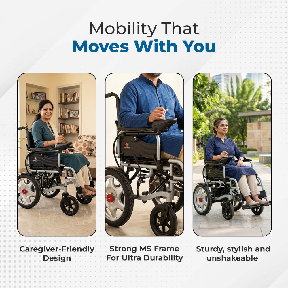 Hero Ecomed - E-Winn 201 A | Electric Foldable Wheelchair  |  5-Speed Joystick Control | Motorized Portable Wheelchair for Elderly & Disabled | Capacity 100 kg