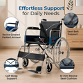 Hero Ecomed Winn 202 S | Manual Wheelchair | Chrome Plated Strong MS Frame | Foldable Wheelchair | Detachable Footrest | Wheelchair For Patients & Elderly | 100 kg Capacity