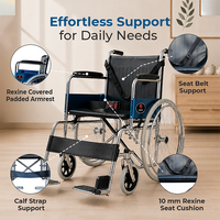 Hero Ecomed Winn 202 S | Manual Wheelchair | Chrome Plated Strong MS Frame | Foldable Wheelchair | Detachable Footrest | Wheelchair For Patients & Elderly | 100 kg Capacity