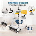 Hero Ecomed ReLive 201 T | MS Transfer Chair with Commode | Castor Wheels & Detachable Seat | Multifunction Home Care Commode Chair for Elderly, Disabled & Bedridden Patients | Capacity 150 kg