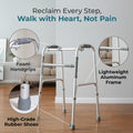 Hero Ecomed - Liberty 203 W | Foldable Walker | Lightweight Adjustable Aluminium Walking Aid with Anti-Slip Rubber Legs | Height Adjustable | Mobility Support for Elderly, Injury Recovery & Daily Walking Use