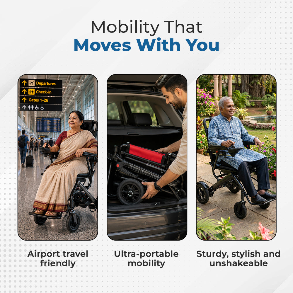 Hero Ecomed - E-Winn 303 I | Electric Wheelchair | Lightweight Foldable Aluminium Wheelchair | Lithium Battery & Joystick Control | 17.7 kg Portable Design | Mobility Support for Elderly & Disabled | 100 kg Capacity